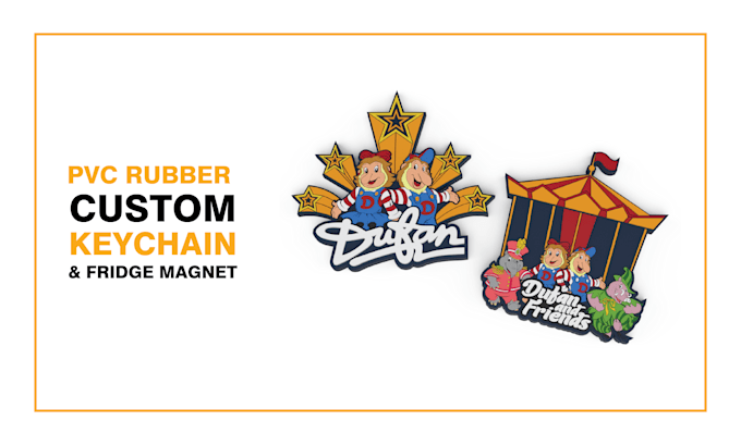create 3d cad models for pvc rubber keychains, fridge magnet