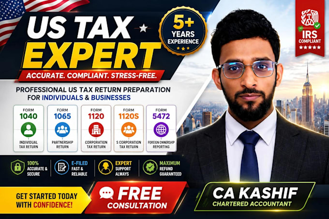 prepare and file US tax return 1040, 1065, 1120, 5472