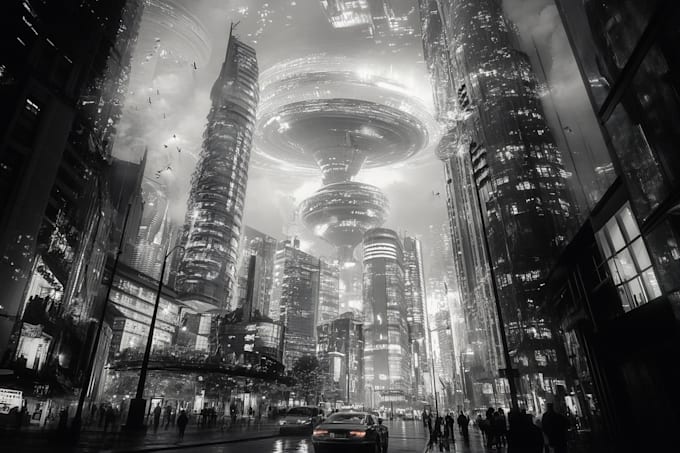 Draw a sci fi and science fiction futuristic city art by Heavenly49 ...