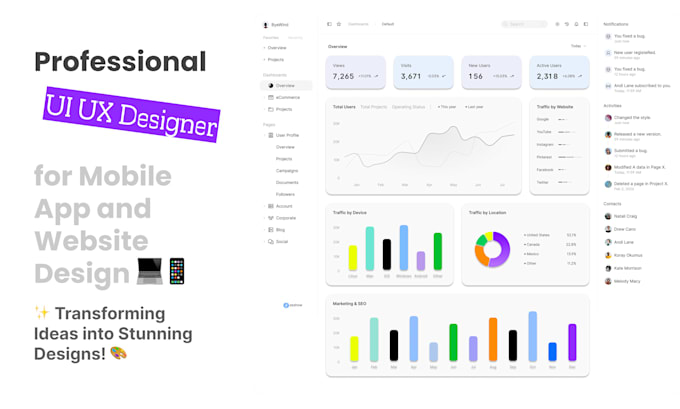 design high converting saas admin UI UX, saas UI dashboard, and mobile app ui