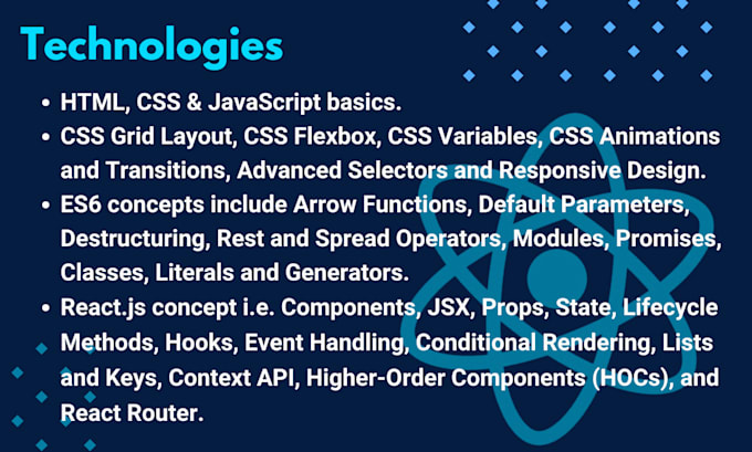 develop front end websites using react js component jsx