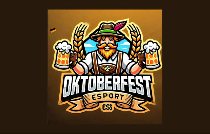 do unique flat oktoberfest mascot logo with express delivery