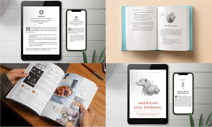 do book formatting, book layout design, and ebook design