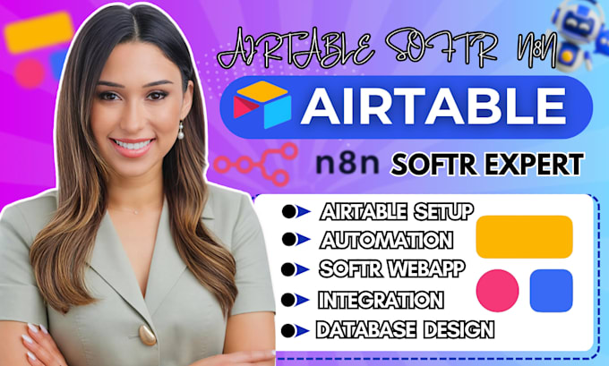 setup airtable automation, airtable database crm, n8n ai, clay com, softr expert