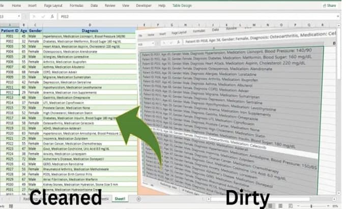 clean, merge, split  exel data
