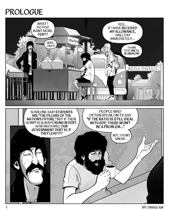 make a comic page and illustration based on your story