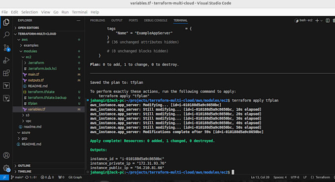 write terraform scripts for cloud deployment and automation