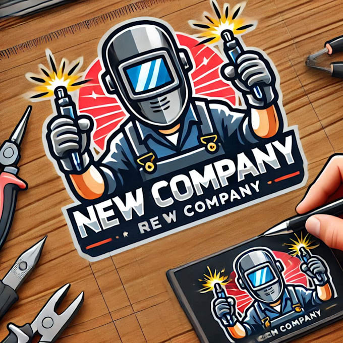 do creative welder mascot logo with unique creativity design