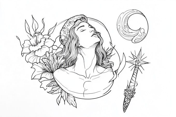 make a minimalist lineart tattoo design or illustration