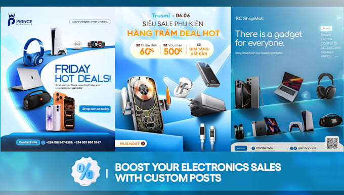 design electronics discount banner or sale post for instagram, facebook