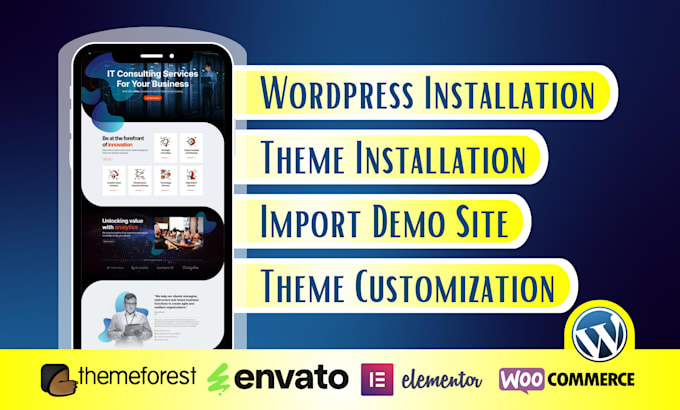 install wordpress theme, do demo import and wordpress theme customization
