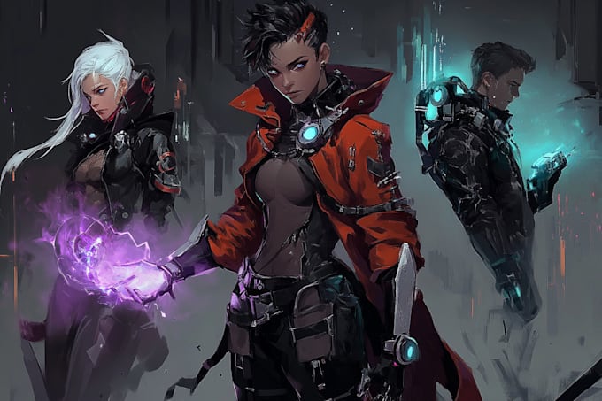 do cyberpunk and retro aesthetic characters