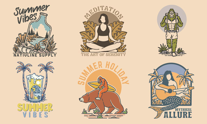 create custom monoline tshirt and logo designs
