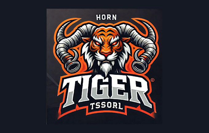 design creative horn tiger mascot logo within two days
