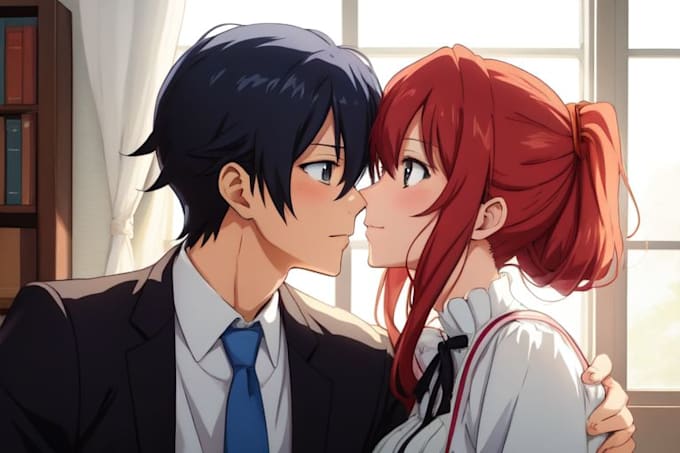 draw you anime couple art portrait