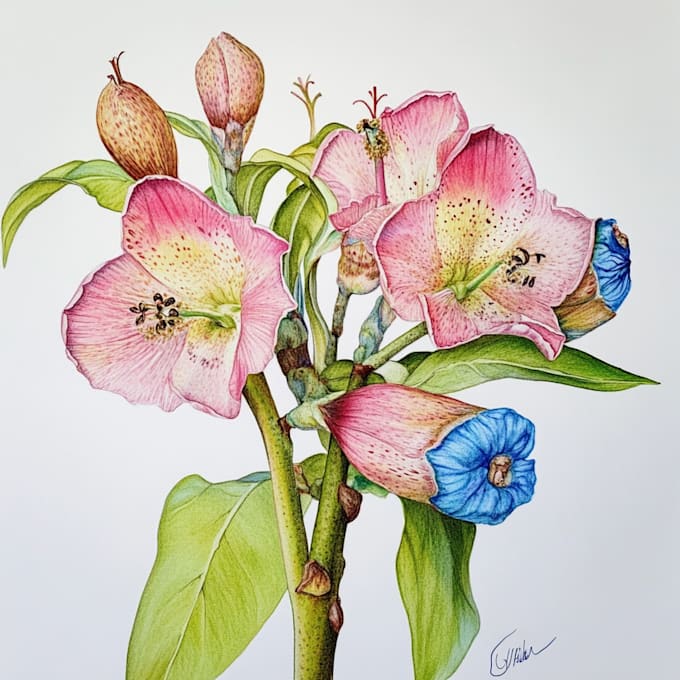botanical flower plants scientific illustration