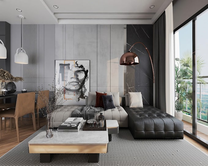 design realistic 3d interior for your apartment house or villa