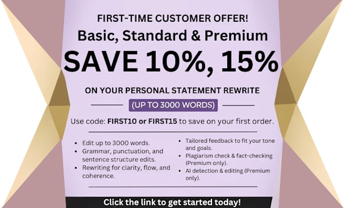 proofread, edit your personal statement up to 6500 words