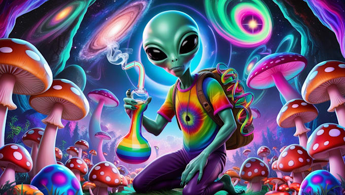 design ai based psychedelic album cover poster