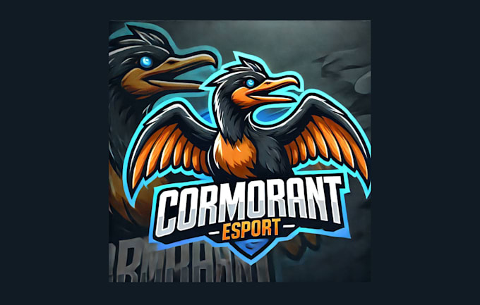 do awesome cormorant mascot logo with express delivery