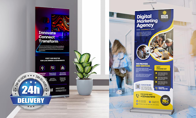 design roll up banner, retractable banner, pull up or roller banner