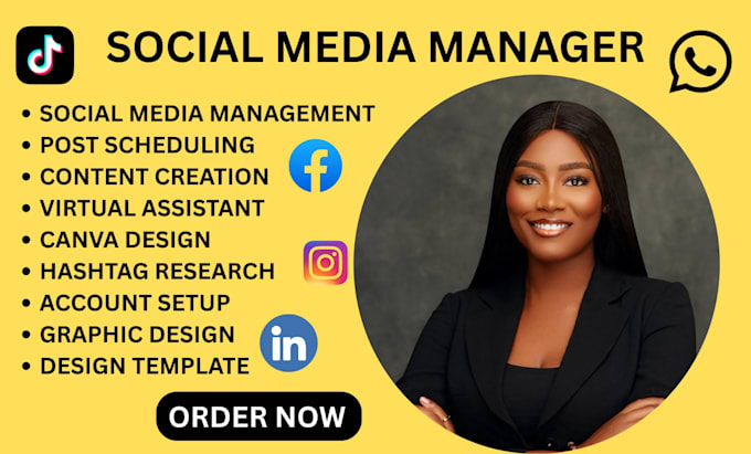 be your social media manager canva graphics designer personal virtual assistant