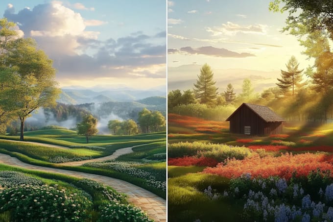 draw a realistic landscape or background illustration for you