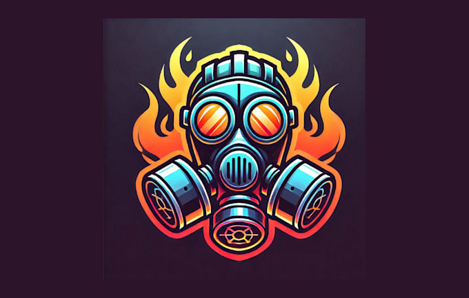 make gradient gas mask mascot logo with unlimited revisions