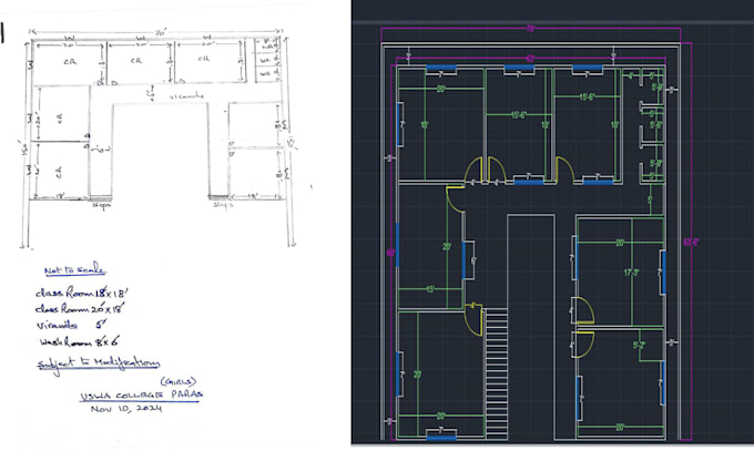 convert skitch, image, PDF to autocad drafting works on section elevation 2d 3d