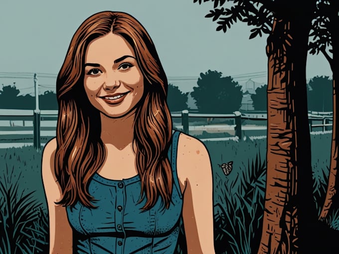 draw a custom portrait in linocut style