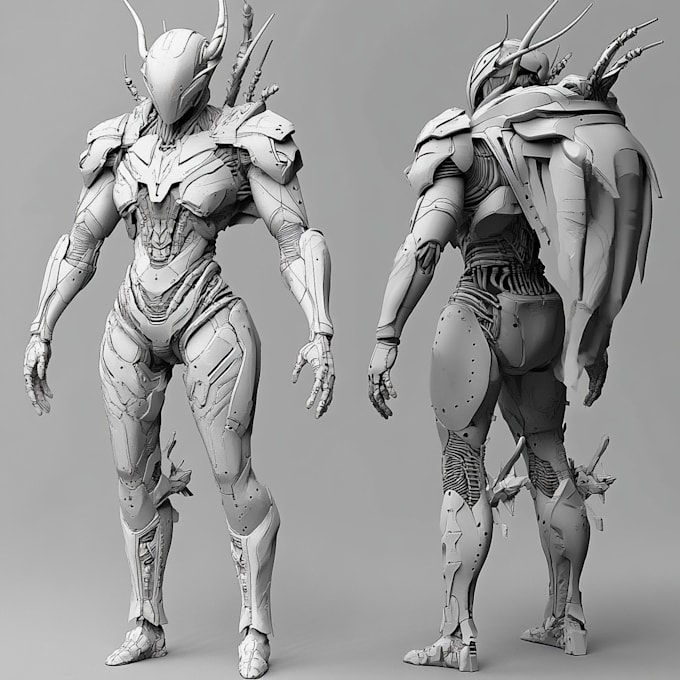 design 3d sci fi mech, robot and creature concept models