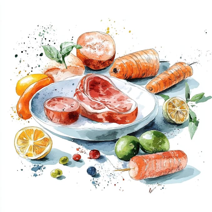 make digital watercolor for menu or website