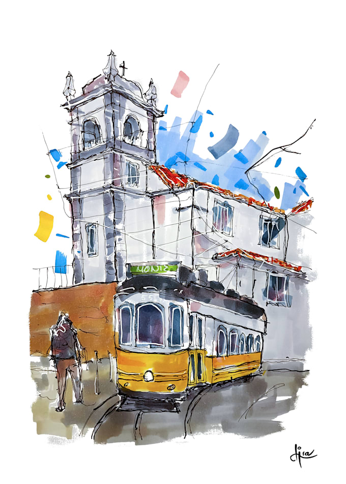 do professional architectural sketches with alcohol markers