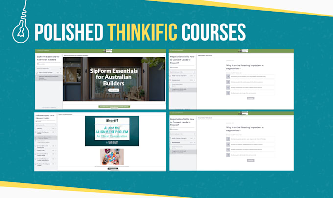 design and create custom thinkific courses and websites