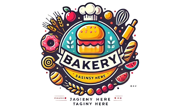 design cake , cupcake baking logo for your bakery business