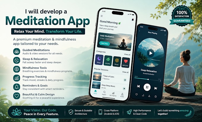 develop telehealth app wellness app fitness app meditation app for android IOS