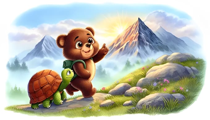 draw unique children story book watercolor illustration
