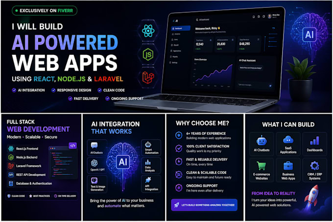 build ai powered web apps using react nodejs and laravel