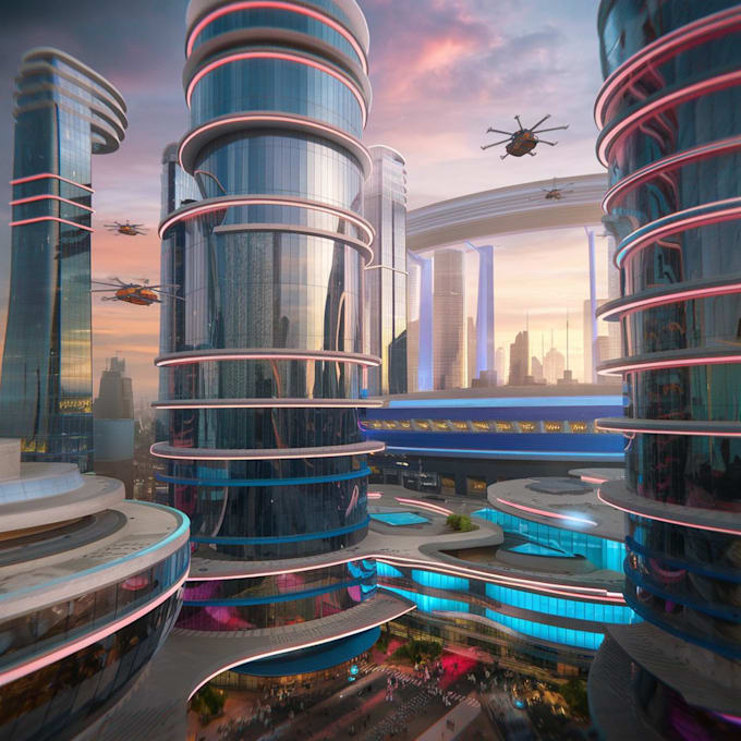 Draw a sci fi and science fiction futuristic city art by Nguabihbou ...