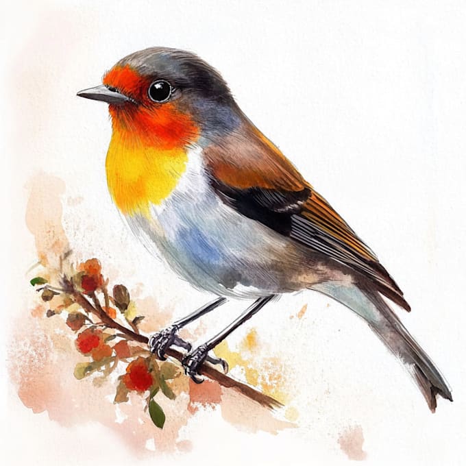 draw professionally watercolor and digital birds