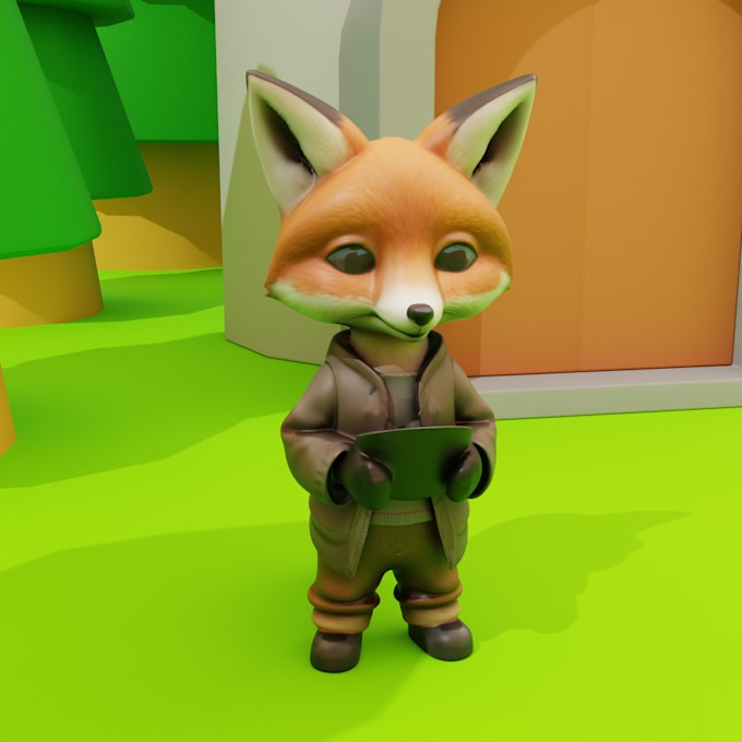 create cute 3d cartoon character model