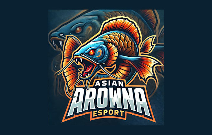 make unique asian arowana mascot logo with creative concepts