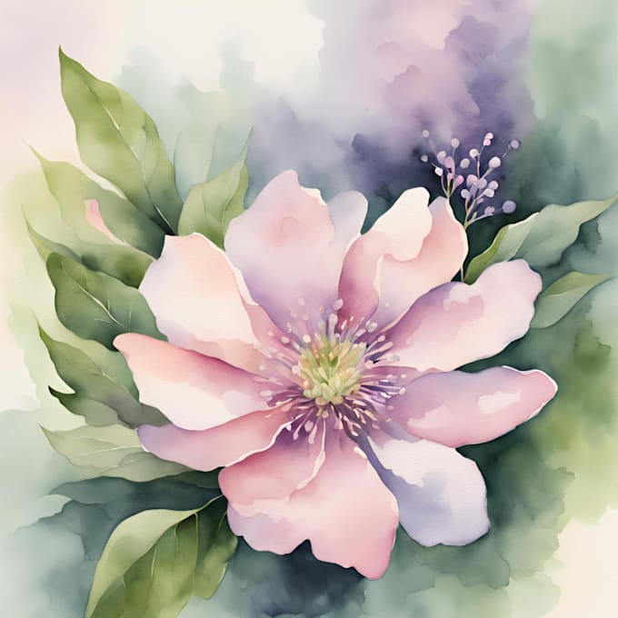draw watercolor flower illustration