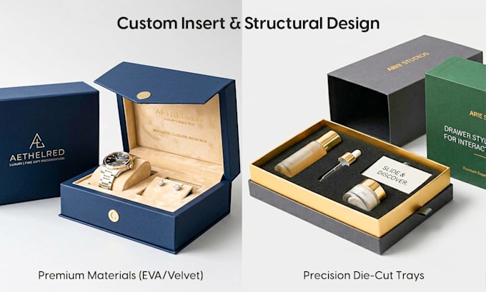 design luxury rigid drawer box with custom insert
