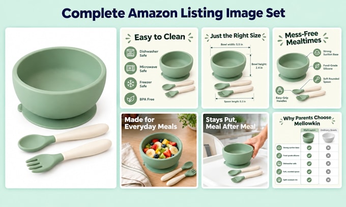 design amazon listing images, amazon infographics and product images