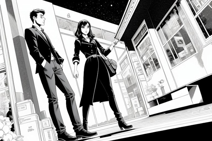 Draw a black and white illustration of your comic manga page by ...