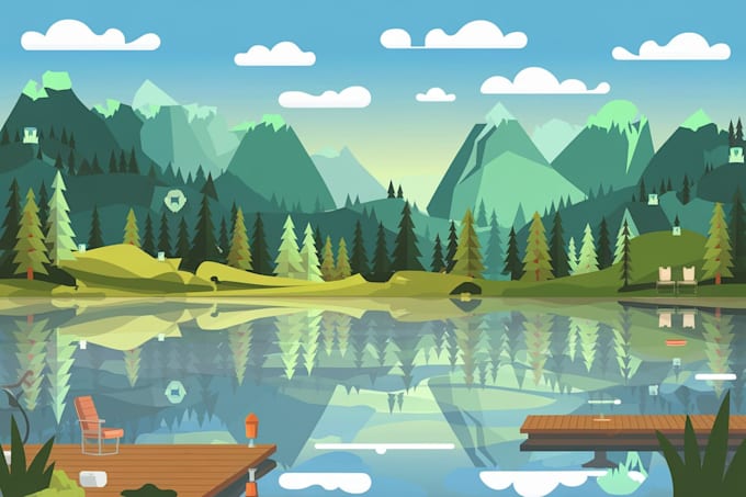 create a landscape and urban vector art illustration