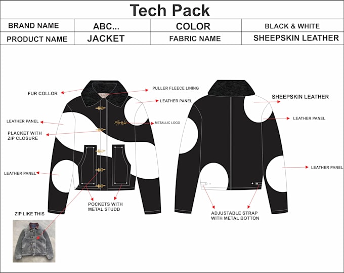 create fashion tech pack and clothing tech pack designs