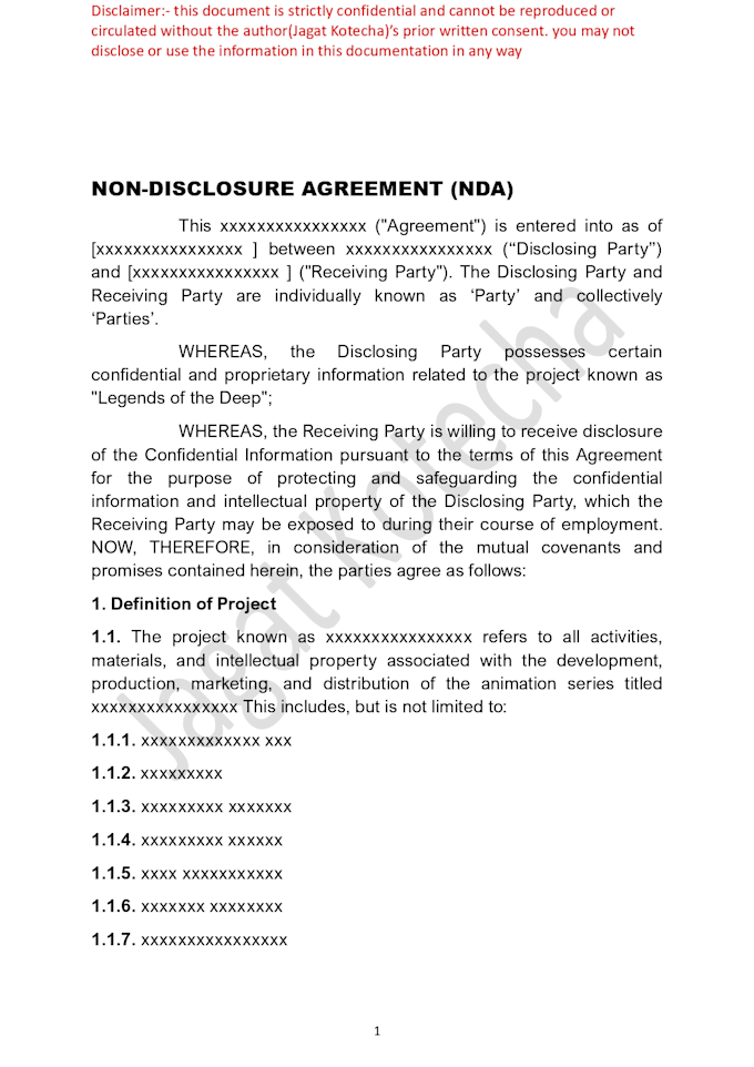 draft a non disclosure agreement