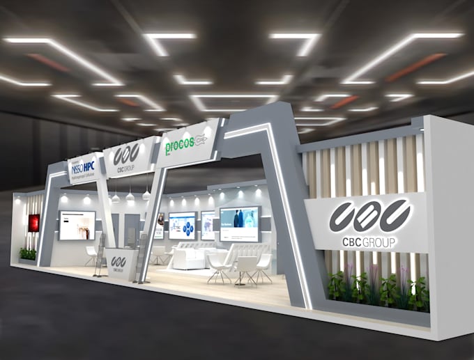 design and render 3d trade booth exhibition stand, stall, both, kiosk